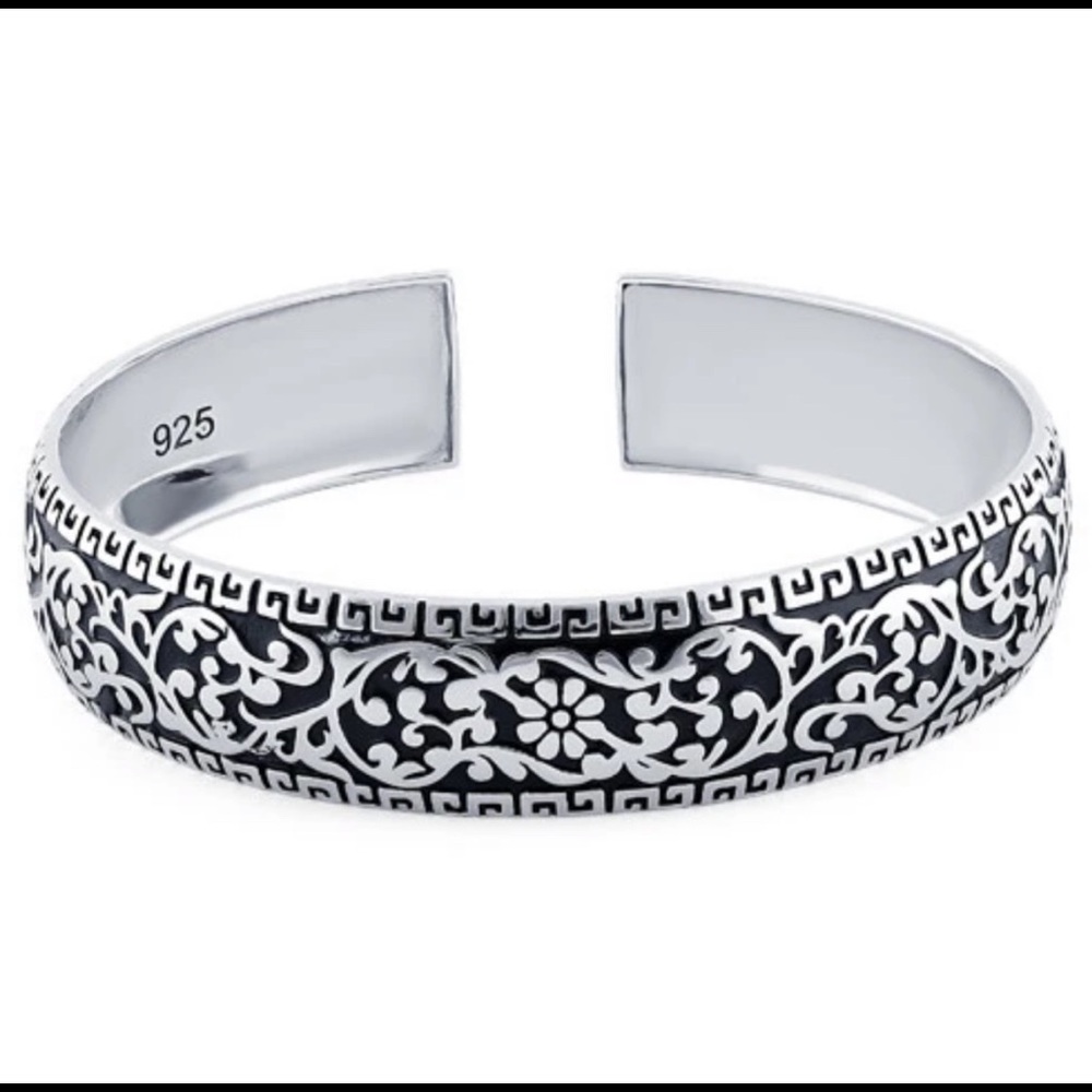 .925 Sterling Silver Floral Garden Cuff 3 Pack